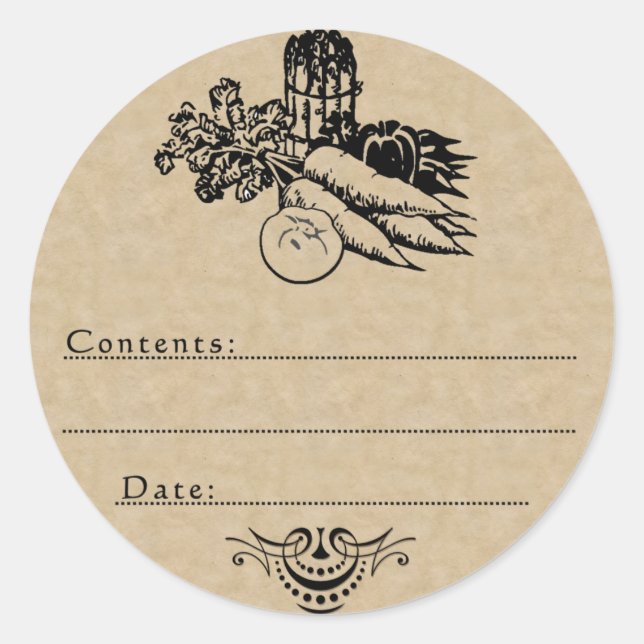 Old Fashioned Vegetable Canning Blank Template Classic Round Sticker (Front)