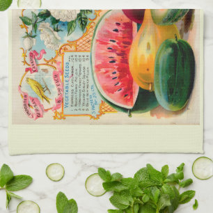 Old fashioned vegetable fruit flower seed advertis kitchen towel