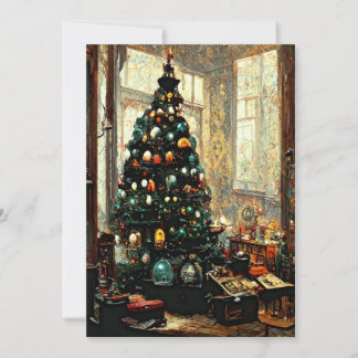 Old Fashioned Victorian Christmas Tree Holiday Card
