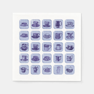 Old Fashioned Vintage Blue China Teacups Tea Party Napkin