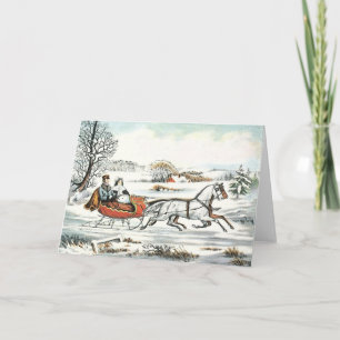 Old-Fashioned Vintage Christmas Card Blank Inside