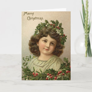 Old Fashioned Vintage Victorian Merry Christmas 6 Holiday Card