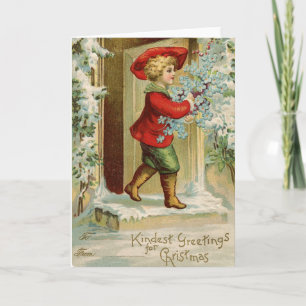 Old Fashioned Vintage Victorian Merry Christmas Holiday Card