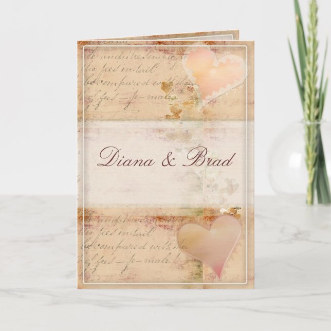 Old fashioned vintage wedding design note card (Front)