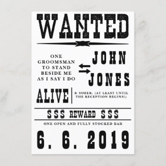 Old Fashioned Wanted Groomsman Card Invitation