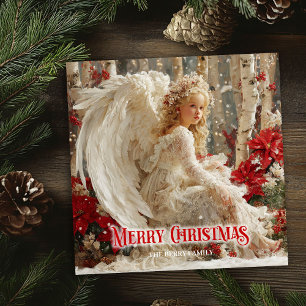 Old fashioned watercolor red white Christmas cards