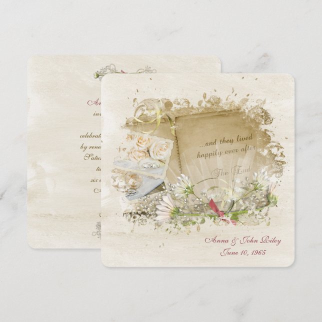 Old-Fashioned Wedding Book Vow Renewal Invitation (Front/Back)
