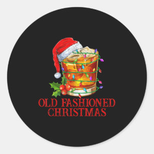 Old Fashioned Whiskey Christmas Funny Bourbon Tail Classic Round Sticker