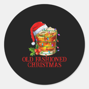 Old Fashioned Whiskey Christmas Funny Bourbon Tail Classic Round Sticker