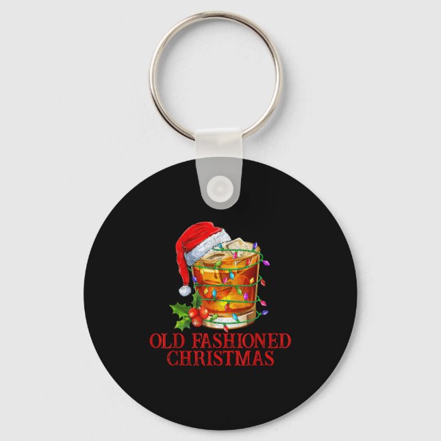 Old Fashioned Whiskey Christmas Funny Bourbon Tail Keychain (Front)