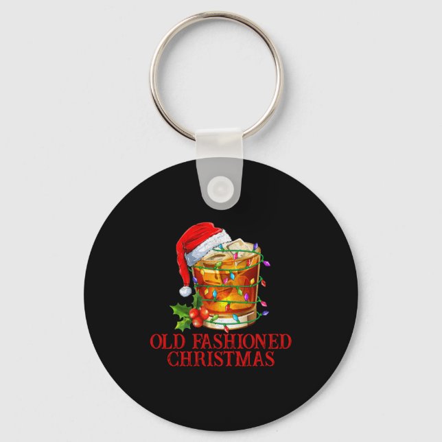 Old Fashioned Whiskey Christmas Funny Bourbon Tail Keychain (Front)