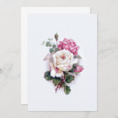 Old Fashioned White/Pink Roses-White Background Card (Front/Back)