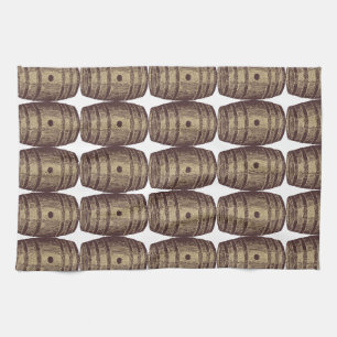Old-fashioned Wine Barrel Pattern Kitchen Towel