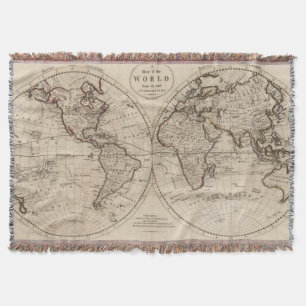 Old Fashioned World Map (1795) Throw Blanket