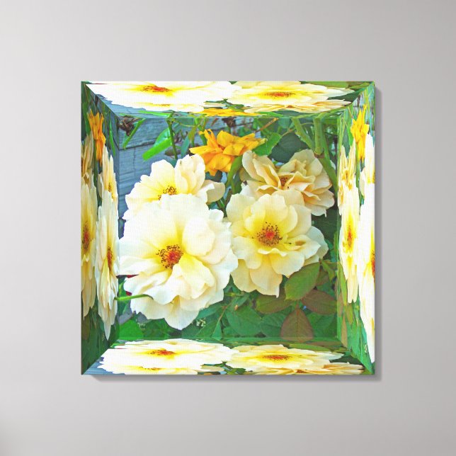 Old Fashioned Yellow Rose - Mirror Box Canvas Print (Front)