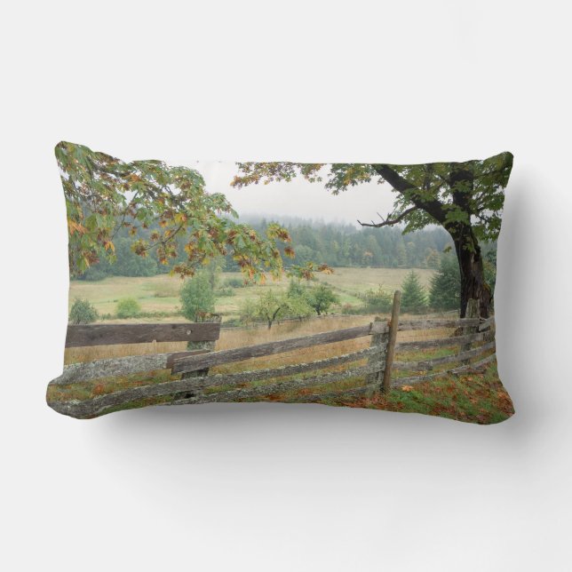 Old Fence On A Farm Lumbar Pillow (Front)