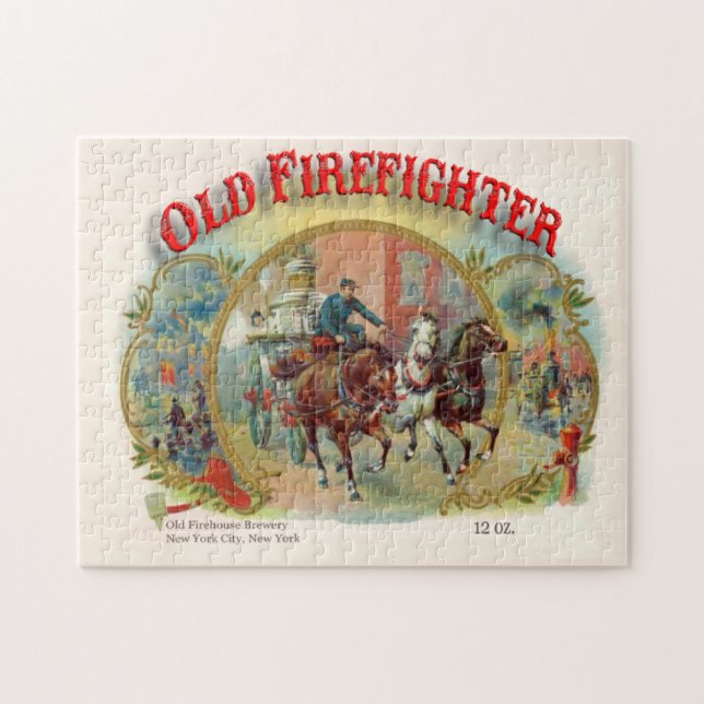 Old Firefighter Vintage Victorian Label Puzzle (Horizontal)