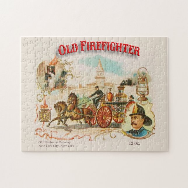 Old Firefighter Vintage Victorian Label Puzzle (Horizontal)