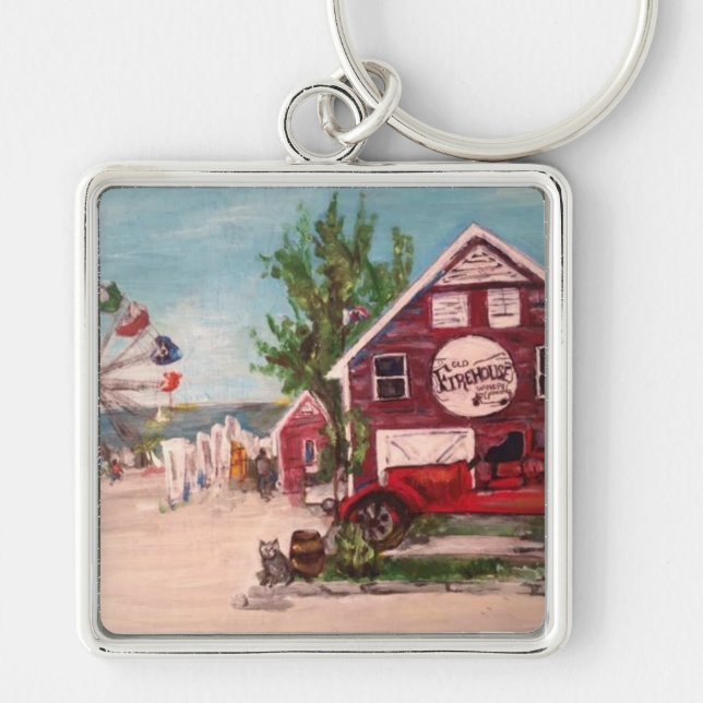 Old Firehouse, Geneva Painting on a keychain (Front)