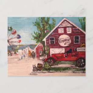 Old Firehouse, Geneva Painting on a Postcard