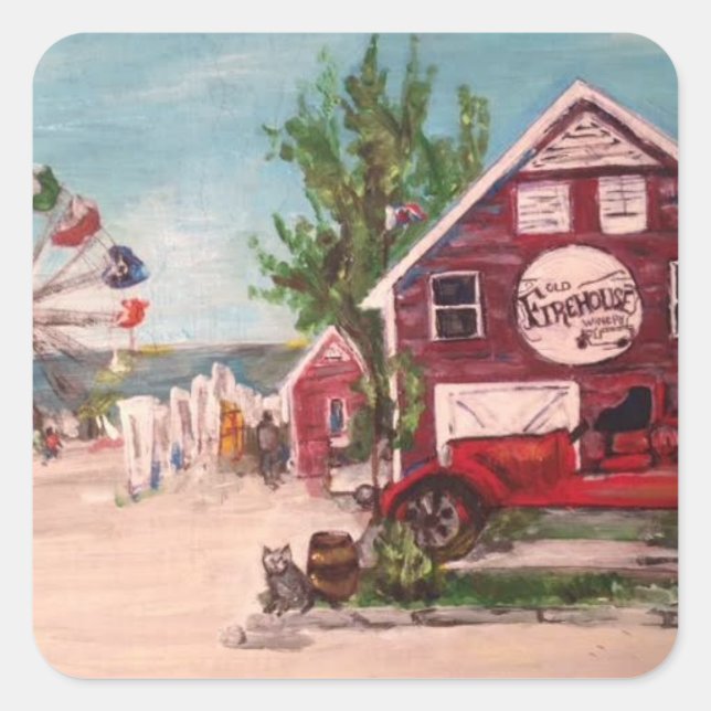 Old Firehouse, Geneva Painting on a sticker (Front)