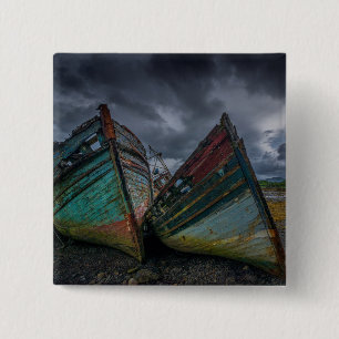 Old Fishing Boats 2 Inch Square Button