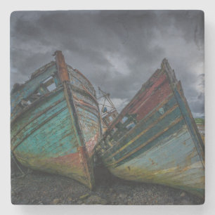 Old Fishing Boats Stone Coaster