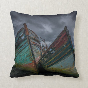 Old Fishing Boats Throw Pillow