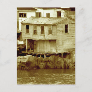 Old fishing house postcard