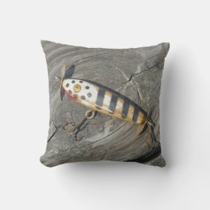 Old fishing lure at Lake Arrowhead Throw Pillow