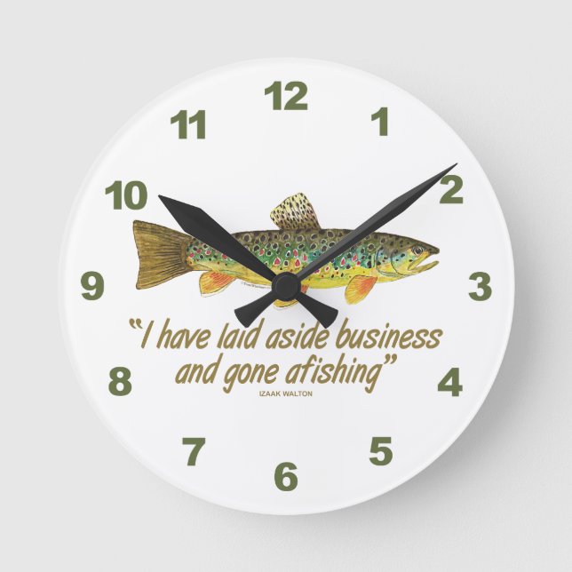 Old Fishing Words Round Clock (Front)
