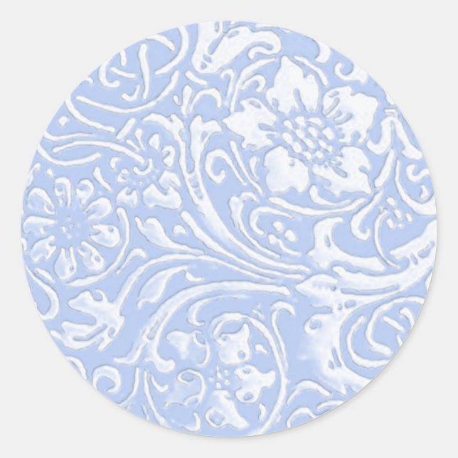 Old Floral, Blue Classic Round Sticker (Front)
