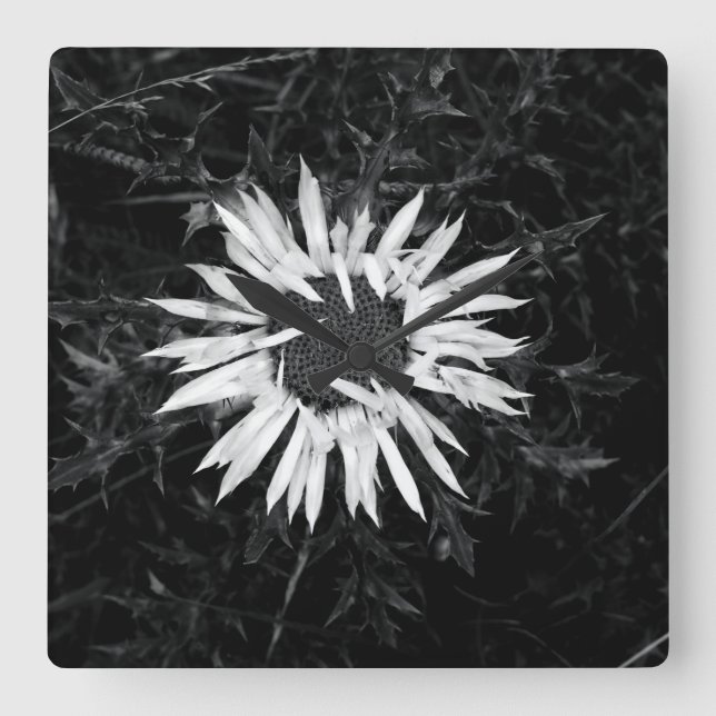 Old Flower Square Wall Clock (Front)
