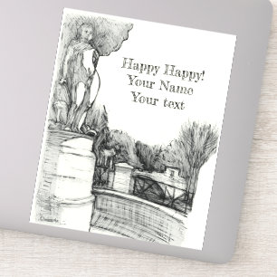 Old fountain in the park with sculpture boy