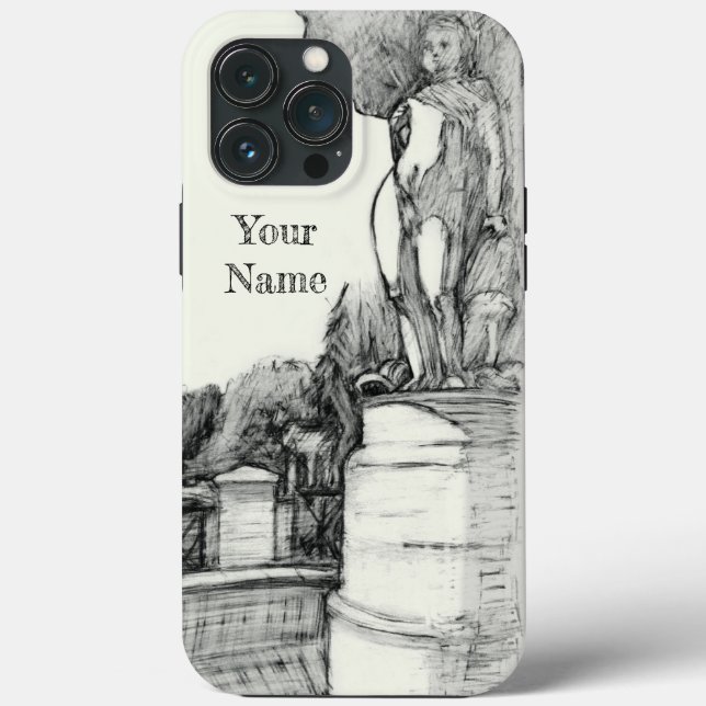 Old fountain in the park with sculpture boy Case-Mate iPhone case (Back)