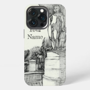 Old fountain in the park with sculpture boy iPhone 13 pro case