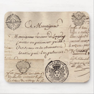 Old French Document Collage Mousepad