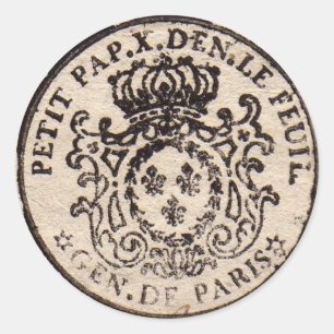 Old French Document Stamp Round Sticker