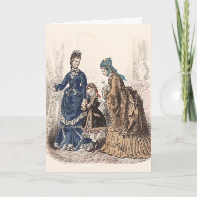 Old French Fashion Illustration by Heloise Leloir Card (Front)