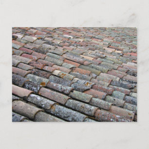 Old french tile roof postcard