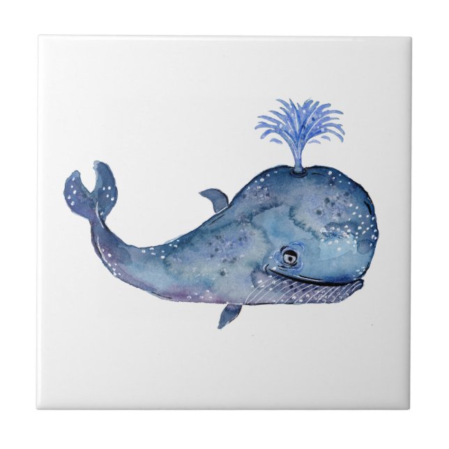 Old Friendly Looking Blue Whale Tile (Front)