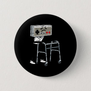 Old Gaming Controller Walker Funny Gamer Men Women 2 Inch Round Button