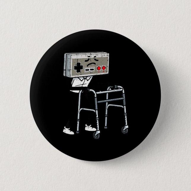 Old Gaming Controller Walker Funny Gamer Men Women 2 Inch Round Button (Front)