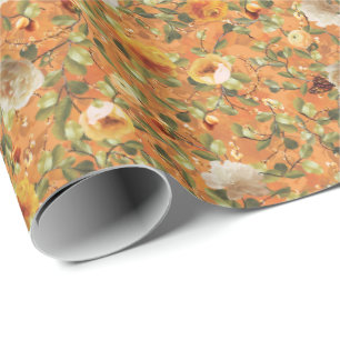 Old Garden Orange Pattern Wrapping Paper