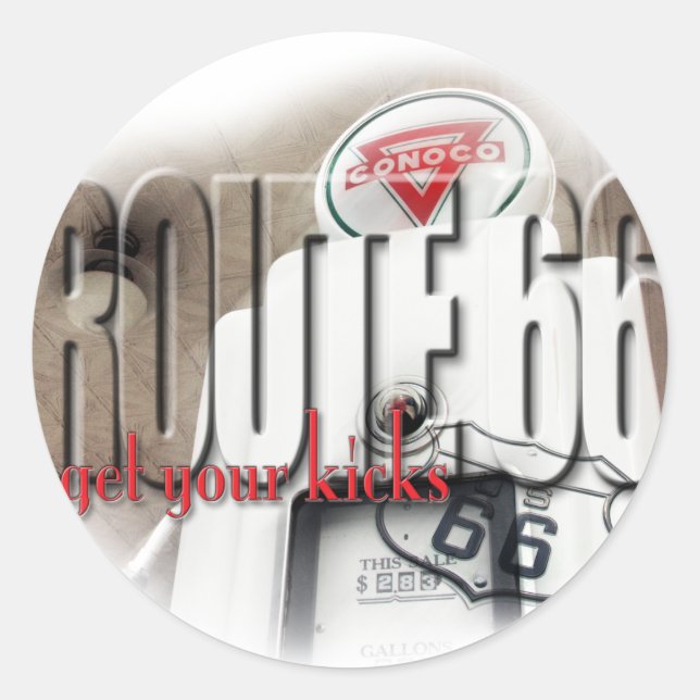 Old Gas Pump - Route 66 Classic Round Sticker (Front)