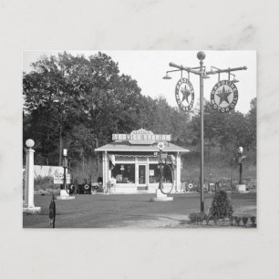 Old gas station, 1925 postcard