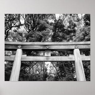 Old gate at Meiji Shrine in Yoyogi Park in Tokyo Poster