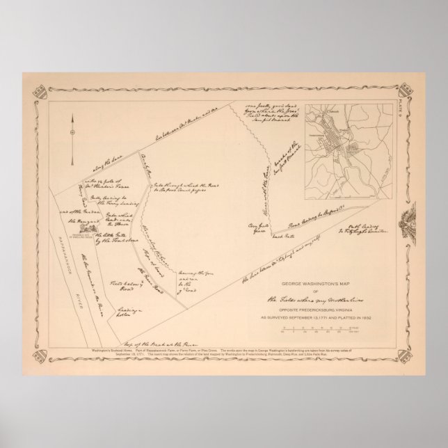 Old George Washington Boyhood Homestead Map (1932) Poster (Front)