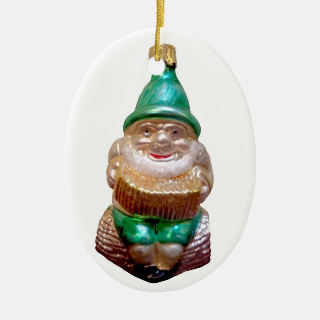 Old German Gnome Ceramic Ornament (Front)
