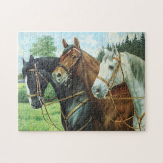 Old German Horse Oil Painting Portrait from 1924 Jigsaw Puzzle